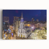 Large black and white stretched canvas of a Colombian landscape, ideal for kitchen wall art.