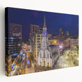 Large stretched canvas featuring a vibrant Colombian landscape, ideal for kitchen wall art.