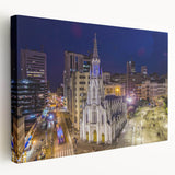 Large stretched canvas featuring a vibrant Colombian landscape, ideal for kitchen wall art.