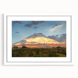 Abstract art print of a South American landscape in muted earth tones, framed with a white mat.