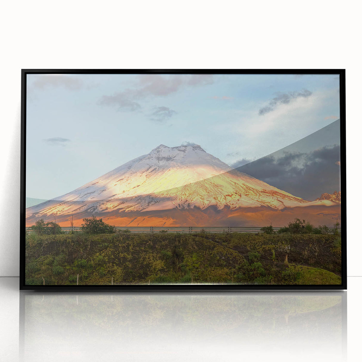 Large abstract wall art depicting a South American landscape in muted earth tones on a framed acrylic.