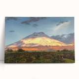 Black and white panoramic photo of Ecuadorian landscape on stretched canvas, ideal for kitchen wall art.