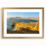 Extra large abstract art print of a textured South American scenery in a gold frame, ideal for living room decor.