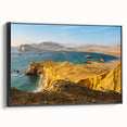 Black and white framed canvas of a vintage-style Peruvian landscape, ideal for bedroom wall decor.
