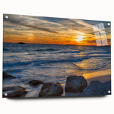 Large abstract wall art depicting an Alabama landscape in muted earth tones on acrylic glass.