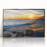 Framed acrylic print of an Alabama landscape in mid-century modernist style with warm earth tones.