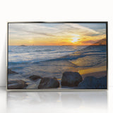 Mid-century modernist art depicting Alabama scenery in muted earth tones on a framed acrylic panel.