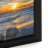 Extra large framed canvas of a textured Alabama scenery in black with colorful accents, ideal for living room decor.