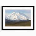 Abstract art print of Denali, Alaska in vibrant colors on a textured, extra large canvas, ideal for living room decor.