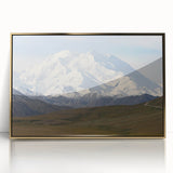 Large art print of Denali National Park in muted earth tones on a framed acrylic, suitable for modern art wall decor.