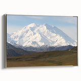 Landscape art painting of Denali, Alaska, featuring muted earth tones on a framed canvas.