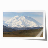 Denali National Park landscape on rolled canvas, featuring muted earth tones, ideal for art wall dining room.