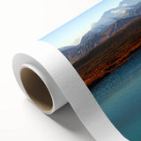 Art Deco style poster of Alaska scenery with cool blue and white tones on rolled canvas, ideal for nursery wall art.