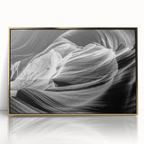Framed acrylic print of Antelope Canyon in Arizona, featuring warm earth tones, perfect for modern art wall decor.