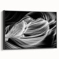 Black and white framed canvas of Antelope Canyon in Arizona, ideal for bedroom landscape art.