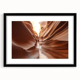 Extra large abstract art print of Arizona's Coyote Buttes in colorful, textured style, framed in black.