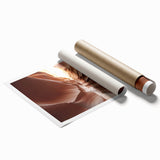 Rolled print of Coyote Buttes in Arizona, featuring earth-toned rock formations, ideal for classy bathroom wall art.