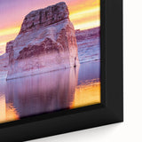 Framed canvas of Lake Powell with textured black and colorful art, extra large for living room display.