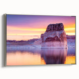 Framed canvas depicting Lake Powell landscape in Arizona, featuring muted earth tones, ideal for office or study decor.