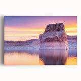 Black and white photograph of Lake Powell on stretched canvas, ideal for kitchen wall art.