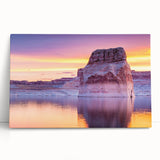 Black and white photograph of Lake Powell on stretched canvas, ideal for kitchen wall art or bedroom ambiance.