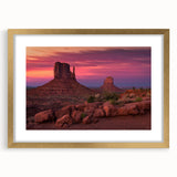 Extra large framed wall art depicting abstract Monument Valley in textured gold hues, ideal for living room decor.