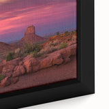 Extra large framed canvas of Monument Valley in black with colorful, textured art, ideal for living room decor.