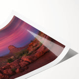Extra large rolled print of Monument Valley with vivid orange and red tones, ideal for large living room wall art.
