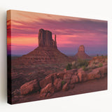 Monument Valley landscape on a large stretched canvas, featuring warm earth tones, ideal for kitchen wall art.
