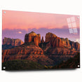 Acrylic glass print of Sedona, Arizona landscape in warm earth tones, ideal for dining room decor.