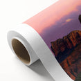 Art deco style poster of Sedona landscape in warm earth tones on rolled canvas, ideal for nursery wall art.