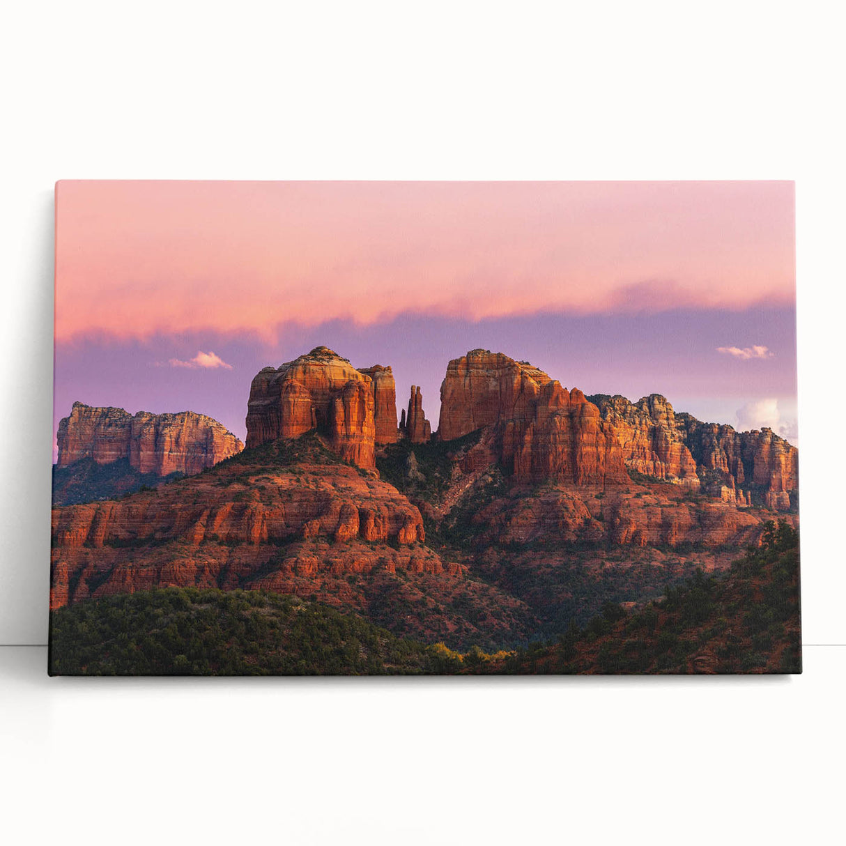 Black and white stretched canvas of Sedona landscape, ideal for kitchen wall art or bedroom ambiance.