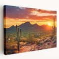 Large canvas print of Sonoran Desert landscape with earthy tones and cacti, suited for kitchen wall art.