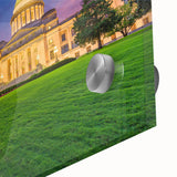 Large abstract wall art depicting Arkansas scenery in muted earth tones on acrylic glass, ideal for dining room art.