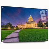 Acrylic print of Arkansas scenery in muted earth tones, ideal for bedroom or dining room decor.