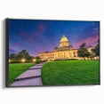 Framed canvas featuring a black and white landscape of Arkansas, suitable for bedroom wall decor.