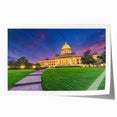 Extra large rolled print of Arkansas scenery with vibrant green landscapes and soft blue skies.