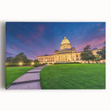 Black and white large art print of Arkansas scenery on stretched canvas, ideal for kitchen wall art.