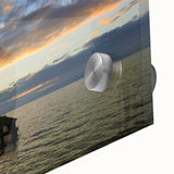 Large abstract wall art print of Berkeley, California in muted earth tones on acrylic glass, ideal for dining room decor.