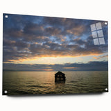 Acrylic print of a large abstract depiction of Berkeley, USA, with vibrant blue and green hues.