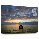 Large abstract wall art of Berkeley, California in muted earth tones on acrylic glass.