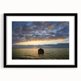 Extra large abstract art print of colorful, textured scenery, framed in black, ideal for living room decor.