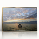 Mid-century modernist acrylic print of Berkeley, California, featuring muted earth tones, ideal for nursery wall art.