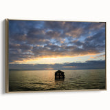 Framed canvas depicting a vintage-style Berkeley, California landscape in muted gold and black tones.