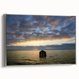 Framed canvas landscape art painting of Berkeley, California, featuring colorful art on black background.