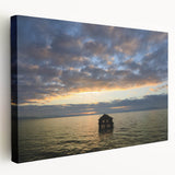 Large canvas print of Berkeley, California skyline in muted earth tones, suitable for kitchen wall art.