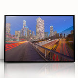 Large abstract wall art depicting Beverly Hills scenery in muted earth tones on a framed acrylic.