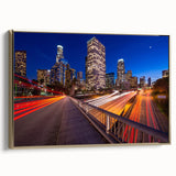 Framed canvas of a vintage Beverly Hills landscape with muted gold and black tones, ideal for bedroom wall art.