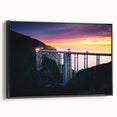 Black and white framed canvas of Big Sur landscape, ideal for bedroom wall art.