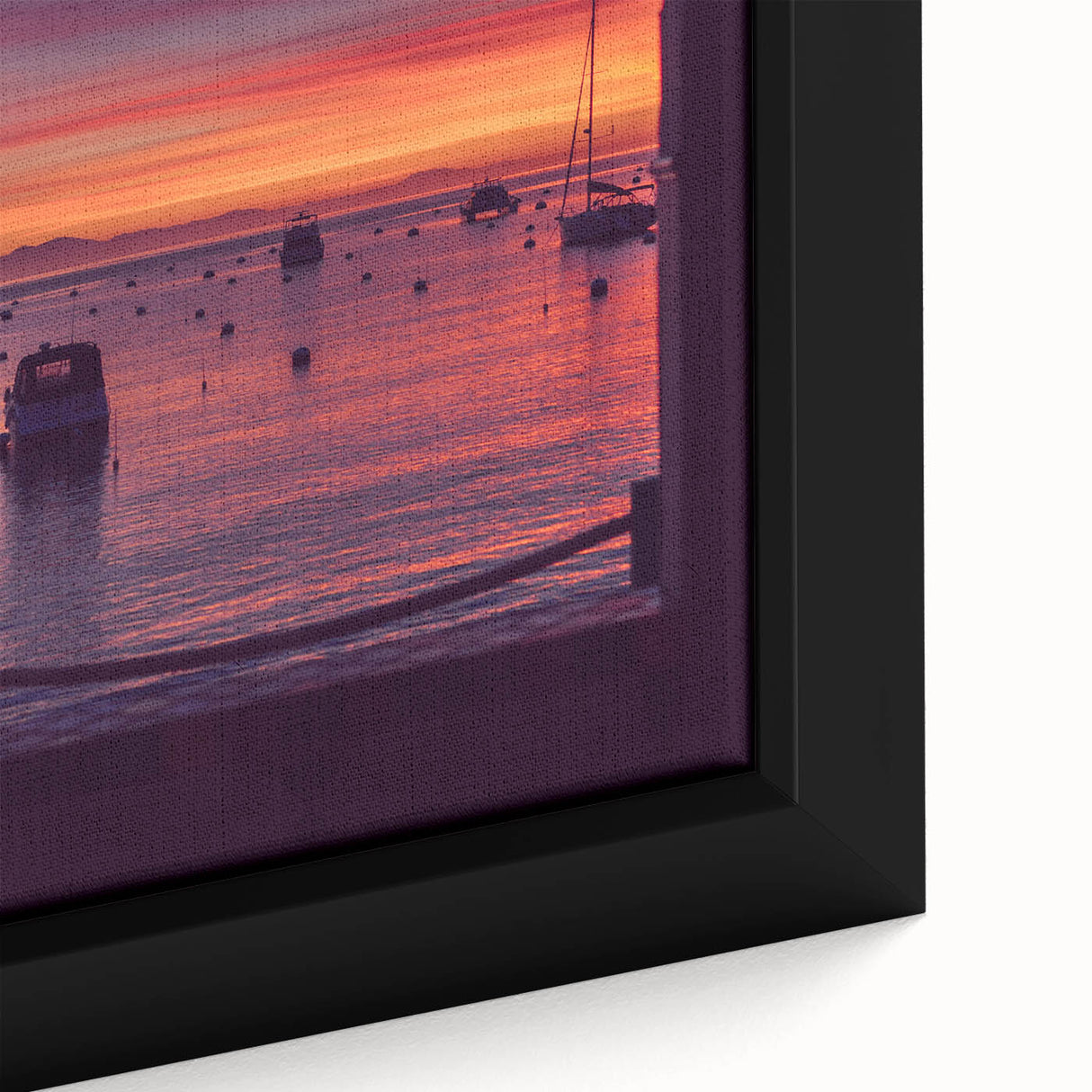 Extra large framed canvas featuring a textured depiction of Catalina, California in black with colorful accents.